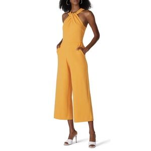 RACHEL Rachel Roy Twist Front Halter Wide Leg Jumpsuit Marigold XS